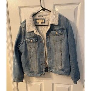 Womens Jade & Ivory Sherpa Lined Jean Jacket Size M